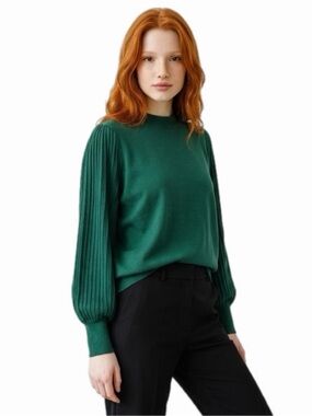 Amazon Women’s Sweater XL Forest Green Crew Neck Pullover Lantern Long Sleeve